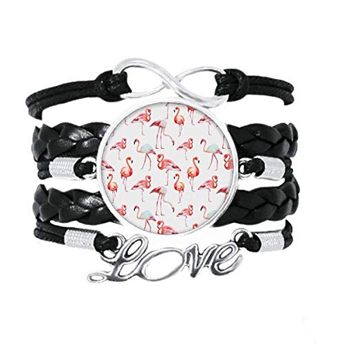 Bracelet en cuir torsadé bicolore et son médaillon flamant rose élégant