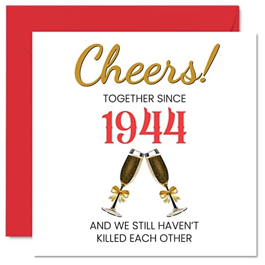 Divertida tarjeta de 78 aniversario para marido, esposa, juntos, desde 1944, regalos I Love You, tarjetas de felicitación de 145 mmx145 mm para setenta y octavos aniversarios
