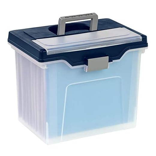 Office Depot Large Mobile File Box, Letter Size, 11 5/8in.H x 13 3/6in.W x 10in.D, Clear/Blue, 110988