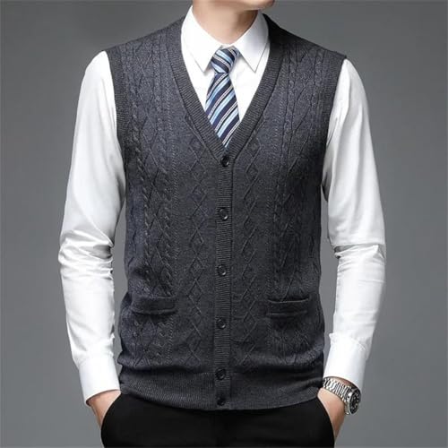 Men’S Solid Soft Knit Sweater Vest Casual Slim Fit V-Neck Sleeveless Button Down Cardigan Waistcoat2