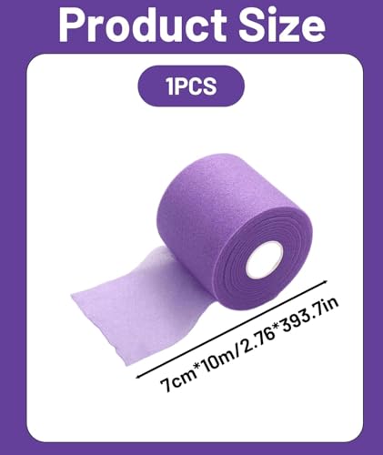 Image of Badminton Grip Tape - Cushion Wrap Pre-Wrap Sports Tape for Badminton Rackets - 10m x 70mm Purple Overgrip for Enhanced Comfort, Anti-Slip Handling, Sweat Absorption, and Improved Control