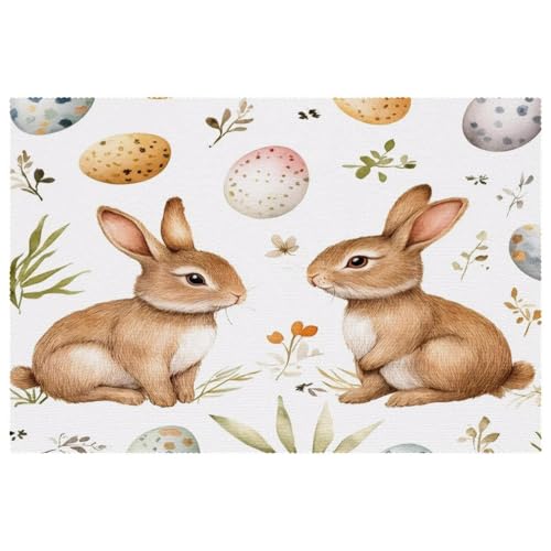 Sets de table motif lapins marron finition premium lot de 6 - 2