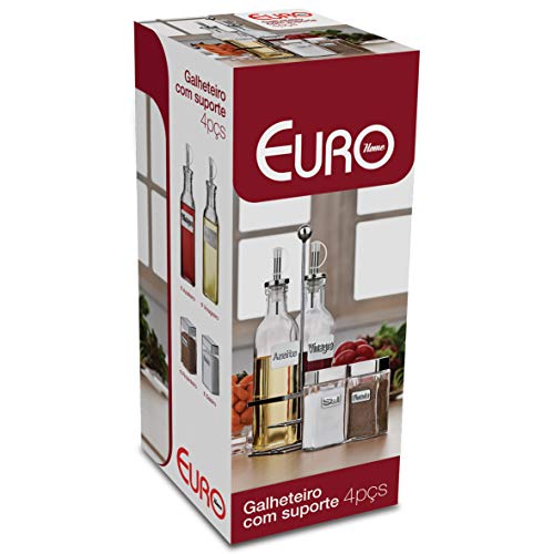 Conjunto Galheteirolabelo com Suporte 4 Peças Euro Incolor / Inox