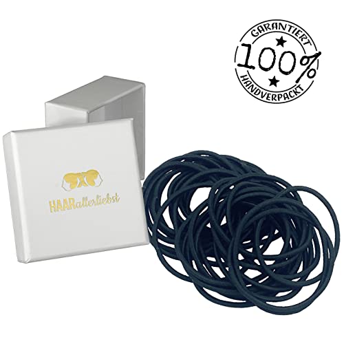 HAARallerliebst® Pack of 30 Thin Hair Bobbles Colour Black - Image 4
