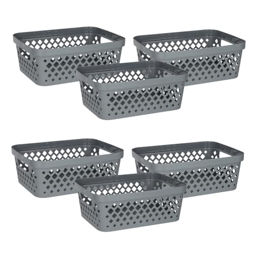 Glad Plastic Storage Basket Set, Value Pack of 6 | Open Storage Bins for Shelves, Bathroom, Pantry,...