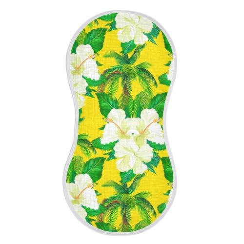 Green Leaves Tropical Yellow Burp Cloths for Babies Burp Rag Cotton Spit Up Rag for Baby Newborns Girl2