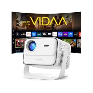 [VIDAA Live TV & 6000 ANSI & Jetzt mit Netflix] 4K Smart Beamer mit WLAN & Bluetooth, AI-Sprachsteuerung, XuanPad Weißer Tragbarer Outdoor-Beamer 4K, 42W Dolby Audio, Auto-Fokus & Keystone-Korrektur