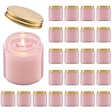 Danmu 3 oz Pink Glass Candle Jars with Gold Lids - Threaded Seal Candle Making Kit & Supplies, Thick Empty Candle Jars for DIY, Storage, Wedding Favors 24 Pack