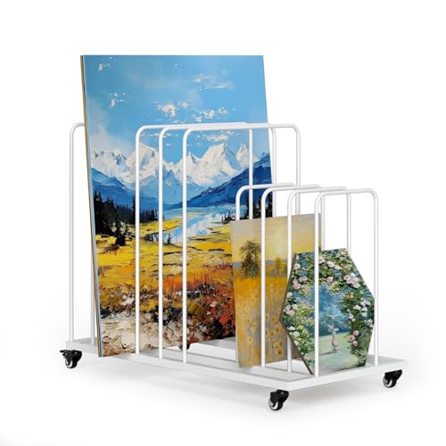 uyoyous Estante de secado de arte móvil 85 × 69 × 44 cm estante de secado para arte intervalo ajustable con ruedas freno para obras de arte, impresión, lienzos artísticos (blanco)