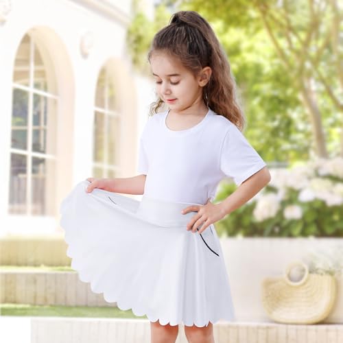 TATAKERI Saias infantis para meninas com shorts e bolsos shorts atléticos para meninas A Line Scallo