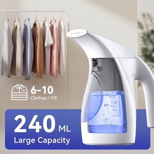 Image of HiLIFE Steamer for Clothes, Portable Handheld Design, 240ml Big Capacity, 700W, Strong Penetrating Steam, Removes Wrinkle, for Home, Office(ONLY FOR 120V) (Pearl White)