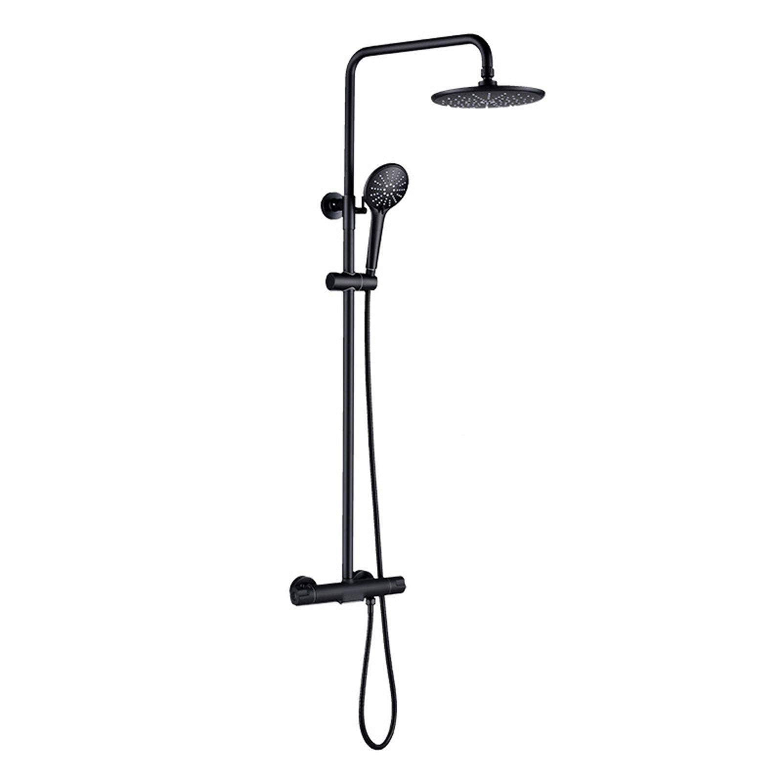 Système de douche thermostatique noir mural en laiton pour hôtel et maison