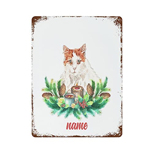 Wodevor Personalized Metal Sign Funny Personalized Name Cat Metal Tin Sign 12X16 In New Home Gift For Cat Lovers Plaque Tin Sign Vintage Bar Decor Yard Signs #TOP17