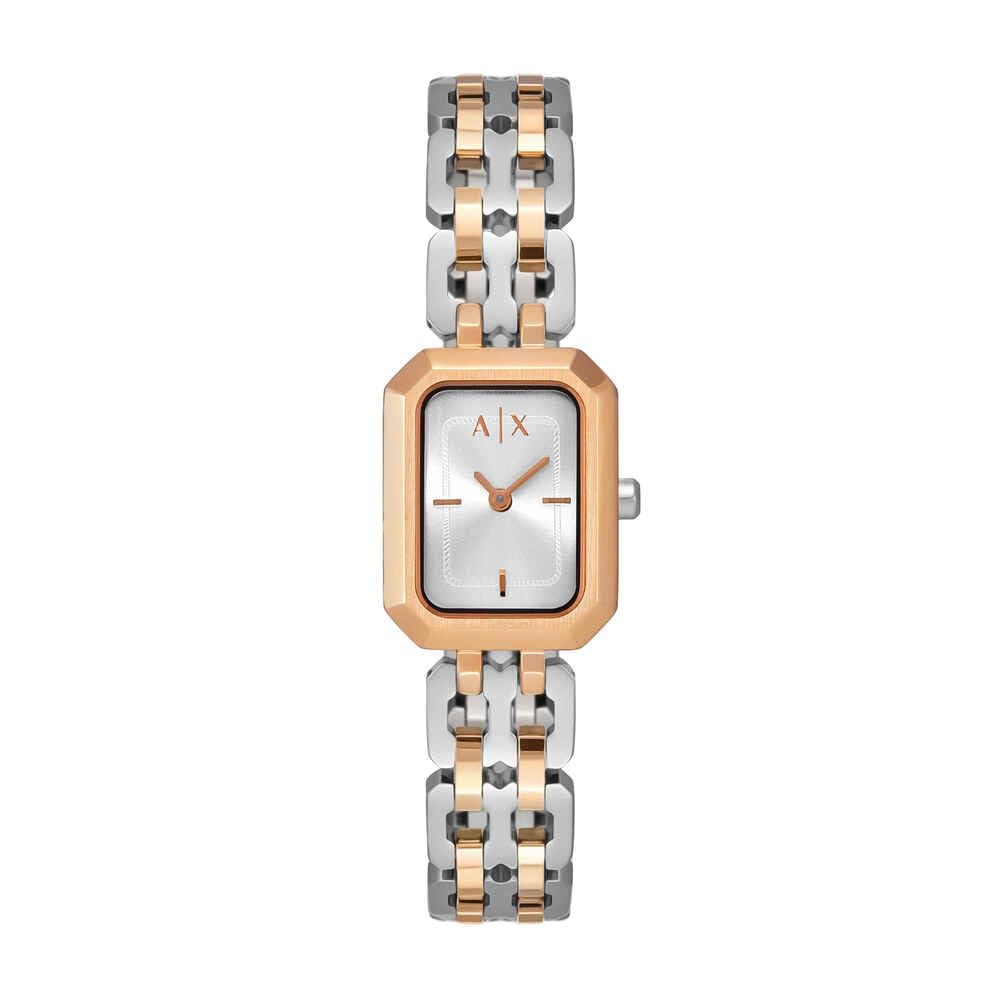 Armani Exchange Watch for Women, Quarz Zweizeigerwerk und 27 mm Gehäusegröße mit Edelstahlarmband