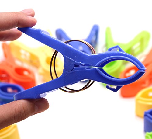 Zicome Set Of 16 - Large Size Sturdy Plastc Clothes Bath Towel Clip Holder - Quilt Hanging Clips Clamp Holder For Beach Chairs Or Lounge Chair-Keep Your Belongings From Blowing Away(Multi Colors) #TOP4