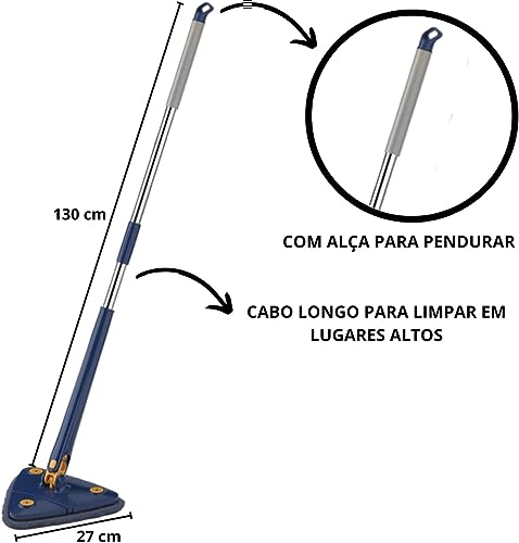 Mop 360 Triangular Giratório Esfregão De Limpeza Ajustável Limpa Vidros Piso E Parede