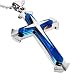 Brave Tour Men Titanium Steel Cross Necklace (Blue)
