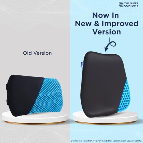Image of The Sleep Company SmartGRID Ortho Pro Back Cushion | Back Pain Relief | Office Chair & Car Seat Support | Lumbar Support Back Rest | Supports Spinal Alignment & Posture | 600+ Cooling Channels | Black