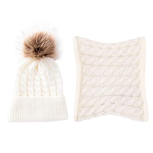 Conjunto de gorro e cachecol de inverno para crianças, 2 peças, gorro e cachecol de malha quente par