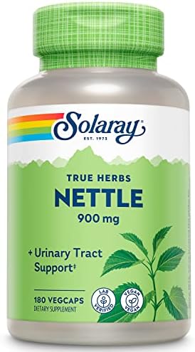 SOLARAY Nettle Leaf 900 mg, Vegan Supplement for Urinary Health and Kidney Support, Prostate Health and Respiratory Wellness, Non-GMO, 60 Day Money Back Guarantee. 90 Servings, 180 VegCaps