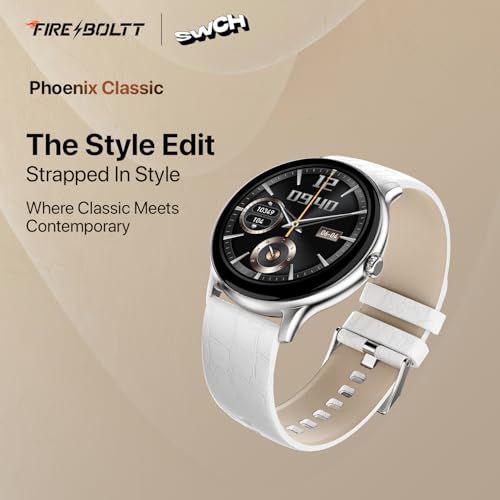 Image of Fire‑Boltt Phoenix Classic Round Smart Watch 1.39″ HD Display with Bluetooth Calling,AI Voice Assistant,SpO2 & Heart Rate Monitor, 120+ Sports Modes,IP67 Waterproof Smart Watch for Men & Women - White