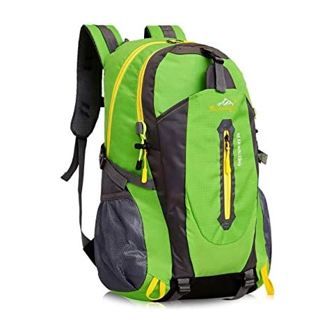 40L Lightweight Hiking Backpack, Baishiqi Multi-functional Water-resistant Casual Camping Trekking Rucksack for Cycling Travel Climbing Mountaineer Outdoor Sport - Green Cover