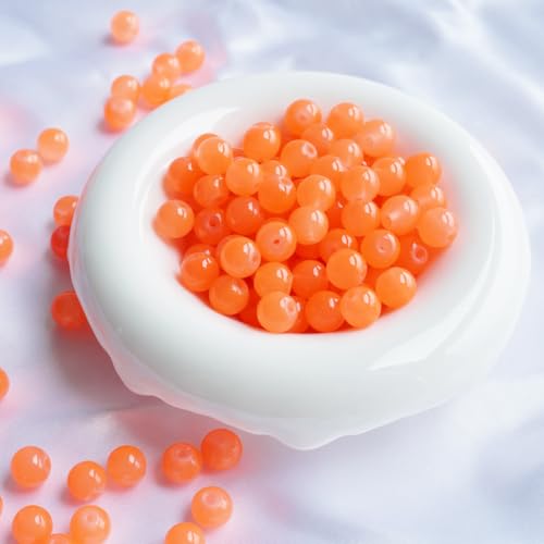 Jabrand 145pcs Glass Beads 8mm Glass Beads for Barcelet and Jewelry Making DIY Crafts (Orange)