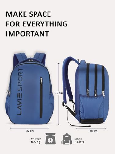 Image of Lavie Sport Engrave 34 litres Casual Backpack with Laptop Sleeve | Unisex Casual Bag for Men & Women