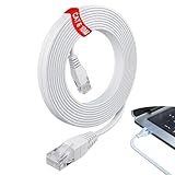 [Taille Et Matériaux] Câble RJ45 Cat 6 plat de 10m pour une installation flexible à la maison. Conducteur en cuivre aluminium 28AWG sans oxygène pour une transmission stable et moins de perte de signal. 8 fils torsadés en double paire pour une meilleure résistance aux interférences. Connecteurs RJ45 courts avec contacts dorés et coque en PC pour durabilité et insertion fluide.