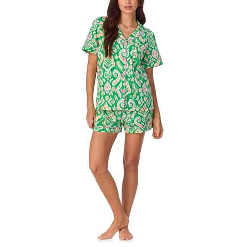 Image of Bed Head PJs Organic Cotton Short Sleeve Button Down Pajamas for Women Set | Womens Pajama Sets Matching 2 Piece PJ Shirt & Shorts with Pockets - Soft Cozy Jersey Sleepwear & Loungewear