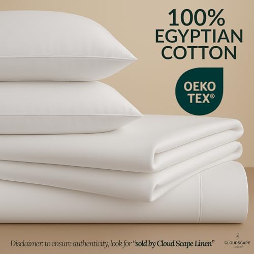 100% Egyptian Cotton Split King Sheet Set for Adjustable Bed, 5 Pcs Bedding Set, 1000 Thread Count,Hotel Quality, Silky Soft, Breathable and Durable, Deep Pockets up to 17, White