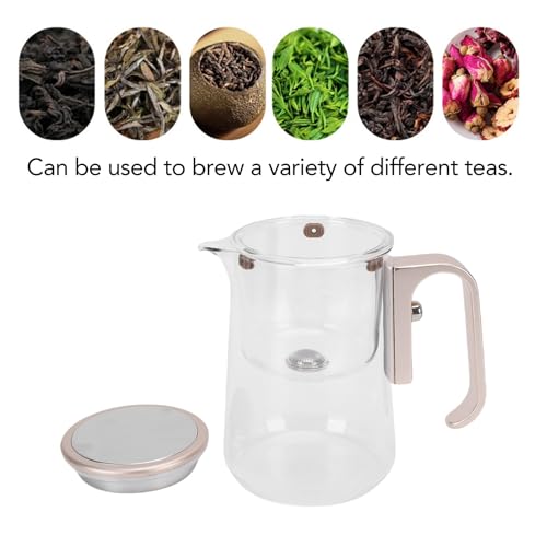 AMONIDA Glass Tea Pot, 800ml Magnetic Water Separation Teapot with Strainer and Detachable Parts, for Home and Restaurant Champagne Gold - Image 5