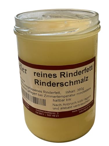 Rinderschmalz/Rindertalg/Rinderfett hausgemacht im Konservenglas (360gr)