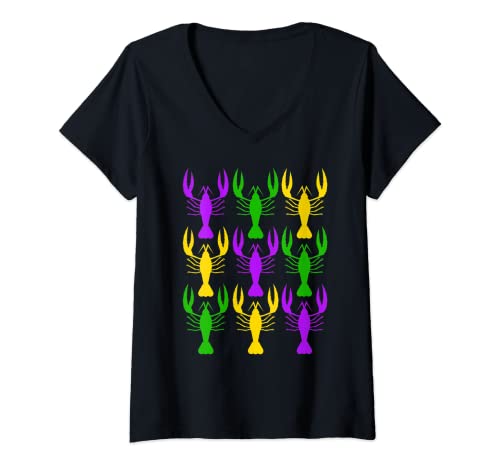 Mujer Mardi Gras Crawfish - New Orleans Crawfish Hervir Camiseta Cuello V