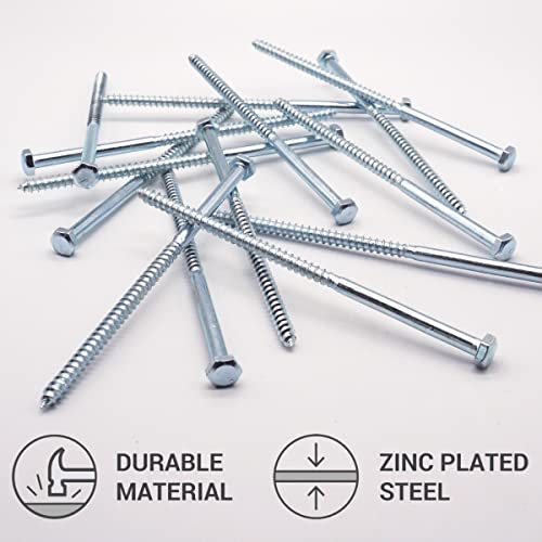 SKIR'CO (6 pcs) DIN 571 Zinc Plated Steel Hexagon Wood Screws M6 x 140 mm, Coach Screws, Hex Screw, Lag Bolts - Image 3