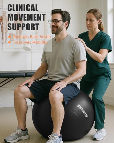 Image of GalSports Anti-Burst Slip Resistant Stability Ball - Swiss Ball for Home Gym & Physical Therapy