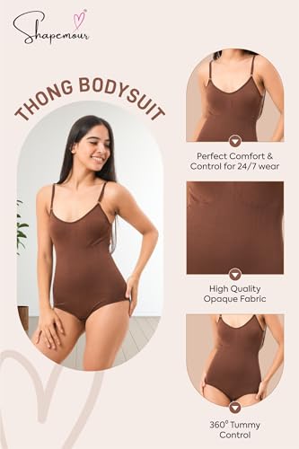 Image of SHAPEMOUR Thong Bodysuit for Women, Slimming Design Shapewear for Women, Tummy Control Body Shaper with Silicone Grip, No Steel Bones for All Day Comfort, Seamless Sculpting Bodyshaper