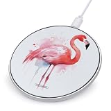 Pink Flamingo Watercolor Wireless Charger Magnetic Phone Induction Charger 10w Fast Wireless Charging Station Compatible with iPhone 17 16 15 14 13 12 Pro Max Samsung Galaxy S25 S24 S23