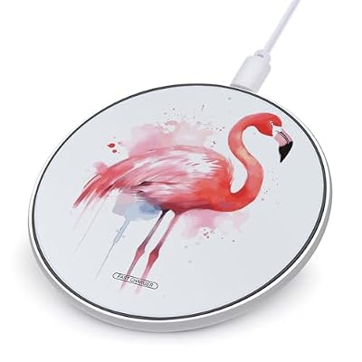 Pink Flamingo Watercolor Wireless Charger Magnetic Phone Induction Charger 10w Fast Wireless Charging Station Compatible with iPhone 17 16 15 14 13 12 Pro Max Samsung Galaxy S25 S24 S23