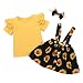 Pistazie - Conjunto de 3 piezas para bebé niña con falda de volantes y manga corta y diadema para recién nacido con diseño floral amarillo XXS