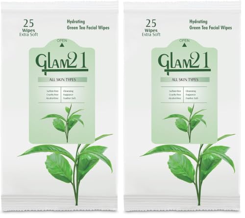 Image of Glam21 Facial Wipes | Super-Soft & Moisturizing | With Green Tea Extracts | Clean Dust & Dirt Particles | Pack of 50 PCS