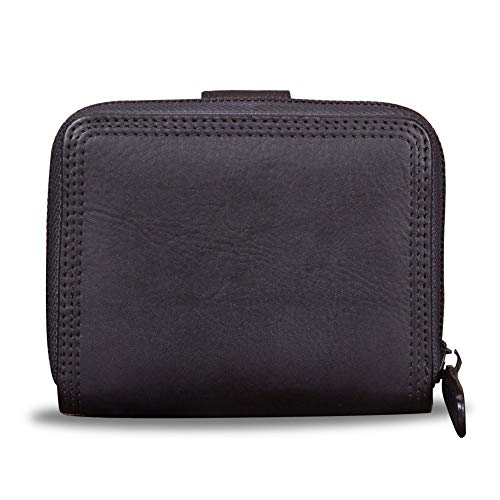 IVTG Bifold Leather Wallets for Women Vintage Handmade Small Clutch Short Purse with Zip Card Holder Organizer3