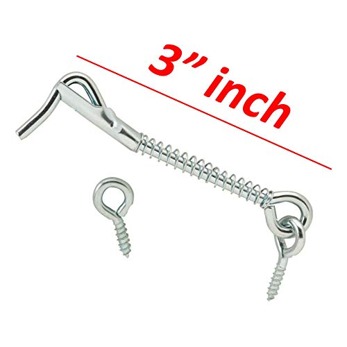 Wideskall Zinc Plated Wire Gate Hook And Eye Latch With Spring Lock (Pack Of 4) #TOP3