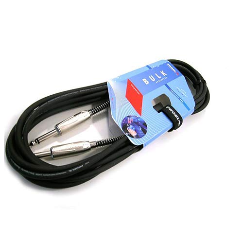 PROEL BULK100LU2 - Cavo Audio Professionale per strumenti con connettori Jack Maschio Dritto Mono 6.3mm a Jack Maschio Dritto Mono 6.3mm da 2mt., Nero