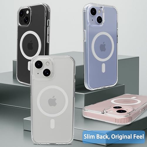 Image of Magnetic iPhone 15 case,Compatible with Magsafe, Military-Grade Protection,Slim Translucent Matte Shockproof with Anti-Scratch Anti-Fingerprint Phone Cover (Transparent, iPhone 15)