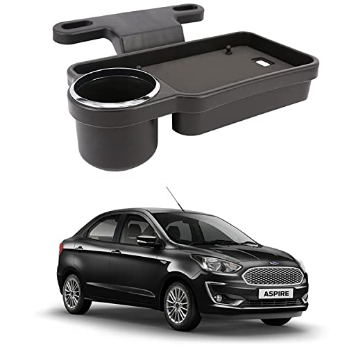 Image of Oshotto (FT-04) Foldable Car Auto Headrest Rear Back Seat Table Drink Food Cup Tray Holder Compatible with Ford Aspire - Black