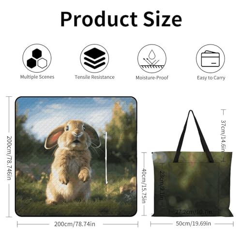 Couverture de plage lapin zippée imperméable et bâche de camping pliable pour extérieur - 3