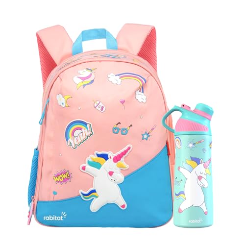 Image of rabitat Smash School Bag - 22Litres | Durable Backpack for Kids (4+ Years) | Comfortable Cushioned Back Support | Anti-Sweat Shoulder Straps | Water-Resistant | Bottle Pocket | 2-Year Brand Warranty