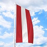 Österreich Flagge 150 x 500 cm - für Fahnenmast, Österreichfahne aus reißfestem Fahnen-Polyester-Stoff, Hissfahne Hochformat für Querausleger wetterfest und UV-beständig