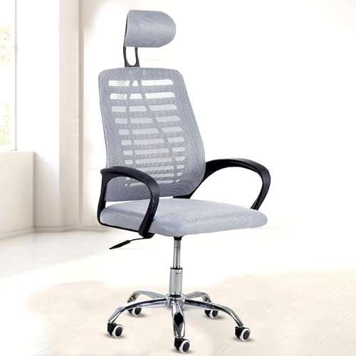 Image of NORMAN JR,Mesh Office Desk Chair,Rocking Chairs Ergonomic Computer Chair Adjustable High with Headrest and Comfortable Armrest Swivel Chair - Jet Grey & Black Handle
